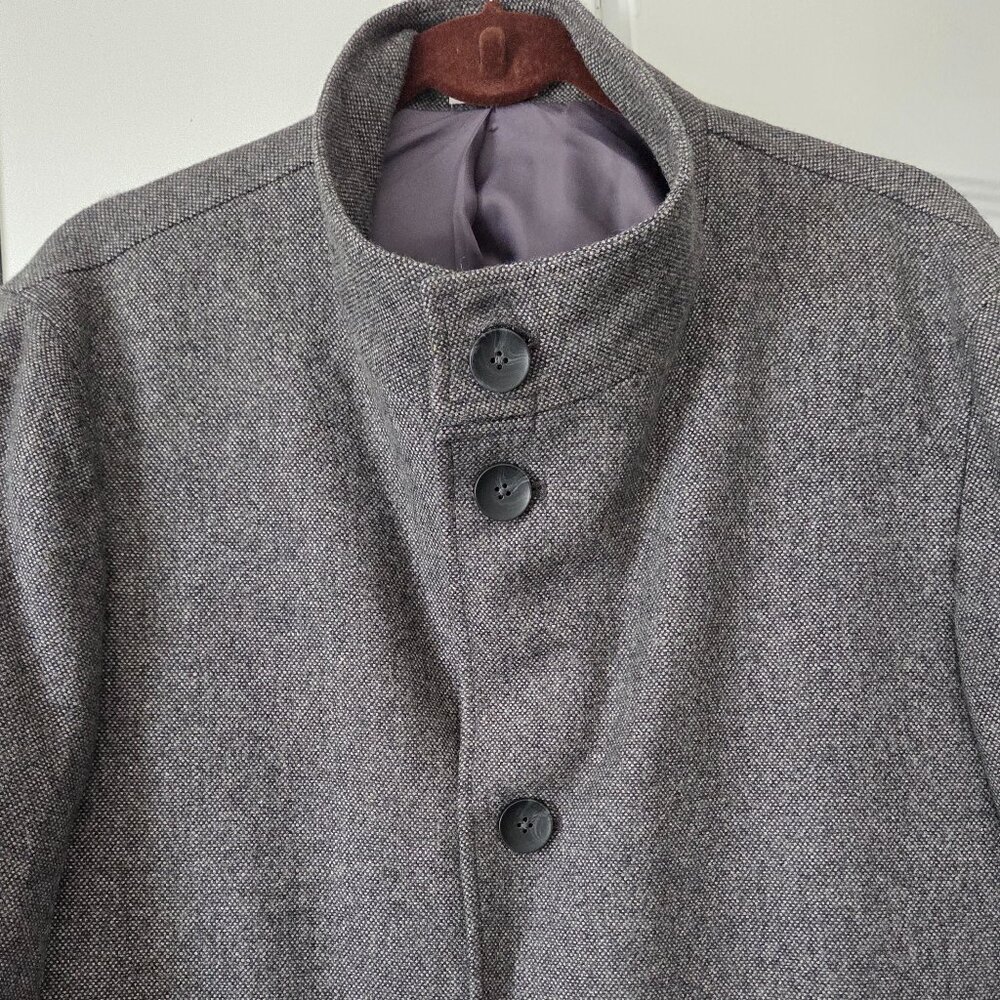 Gray Tweed Wool Coat - Medium 3/4 Coat